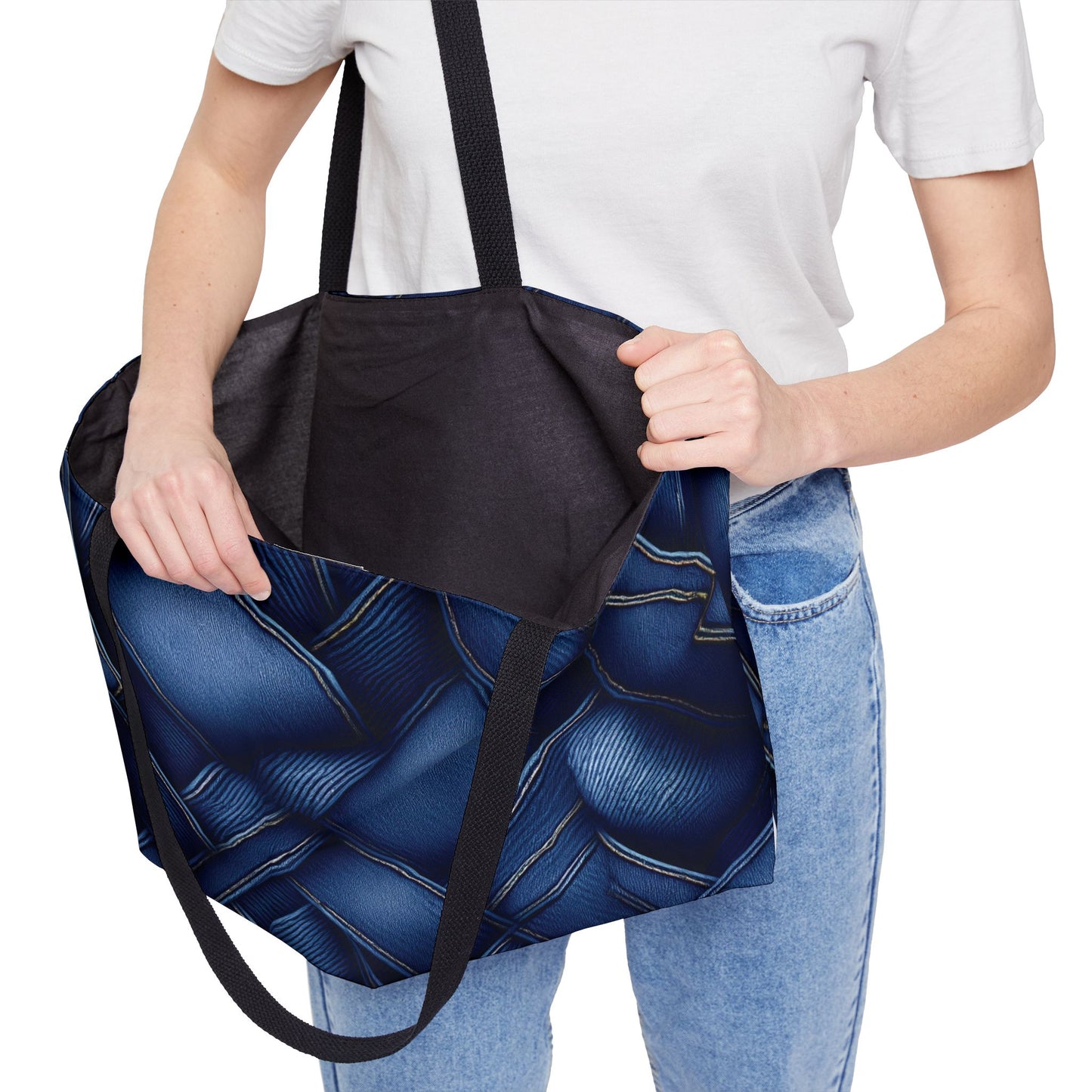 Denim Print Weekender Bag High-Quality 100% Spun Polyester 24x13 Canvas Bag 6