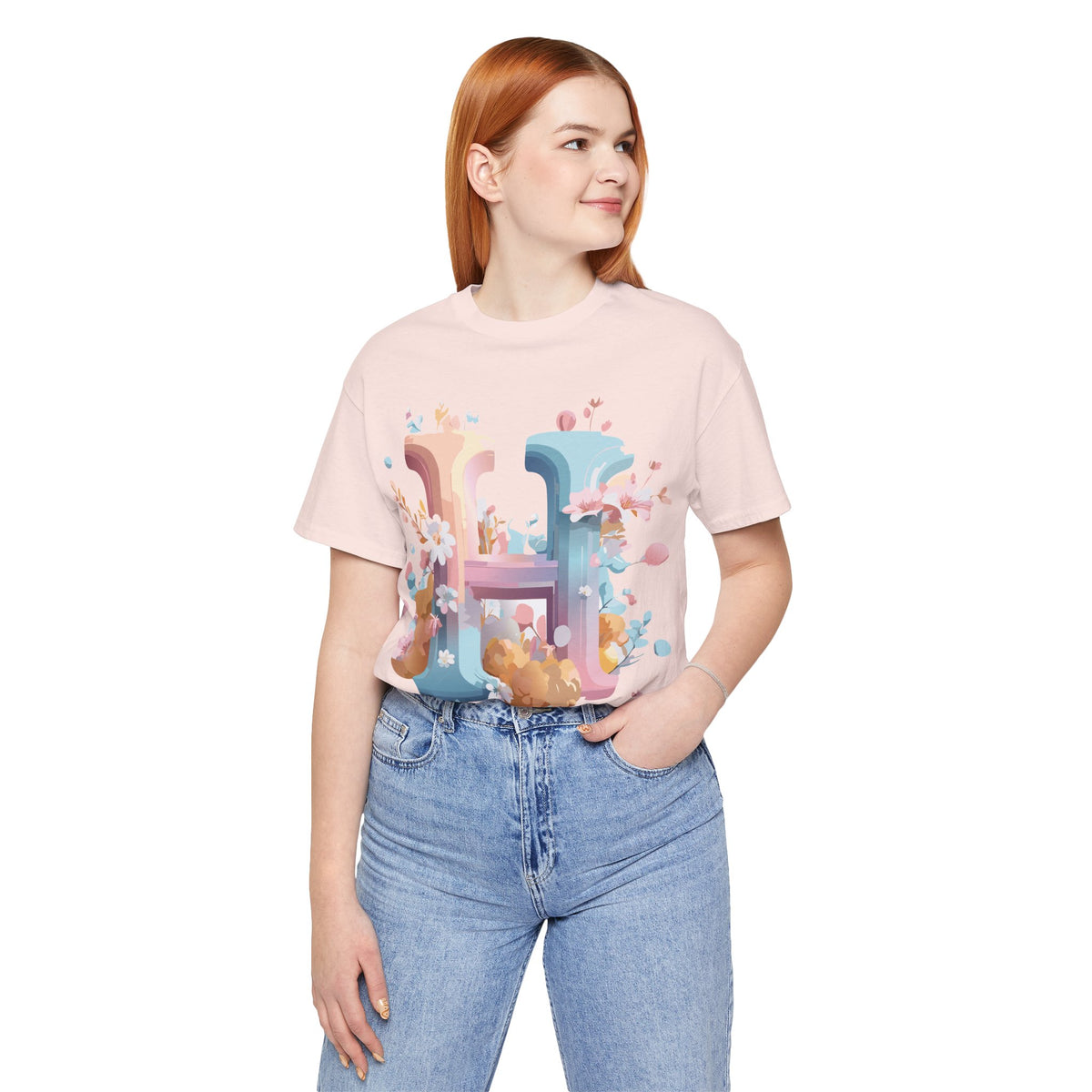 Letter H Graphic Unisex Cotton Bella+Canvas Tee with Art Letter Design