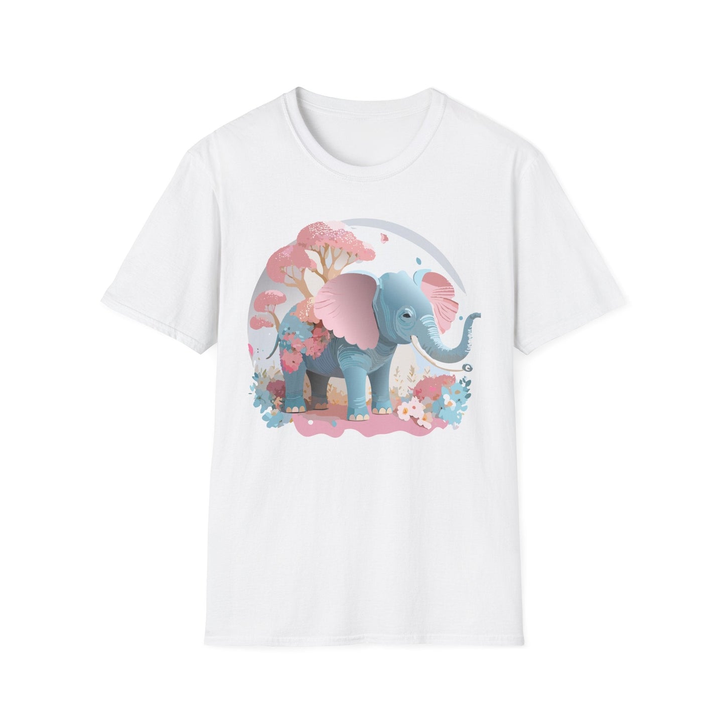Unisex Elephant Graphic Tee Gildan Softstyle 64000 100 Percent Ring Spun Cotton Fabric