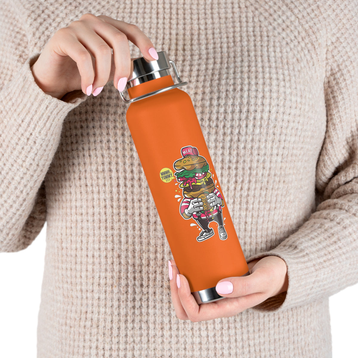 22oz Copper Insulated Water Bottle with Cartoon Design - CV93