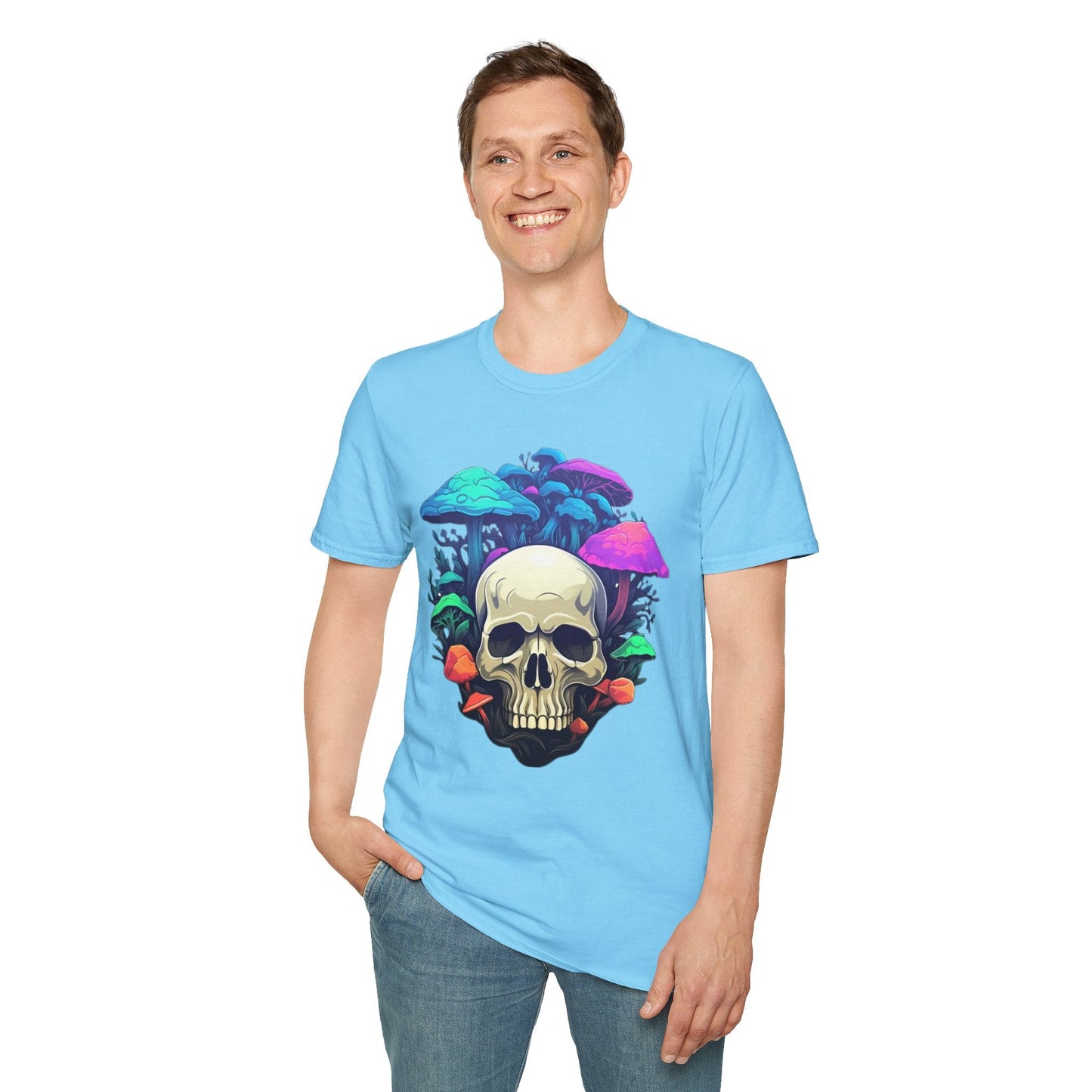 Unisex Skull Tee Shirt Short Sleeve Skeleton Design Gildan Softstyle Cotton Tee Shirt