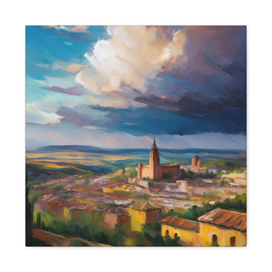 Spanish City Print Canvas, Oil Paint Print 20x20, 24x24, 30x30, 32x32, 36x36 Art Design Print Pine-Wood Inner Frame MC-57