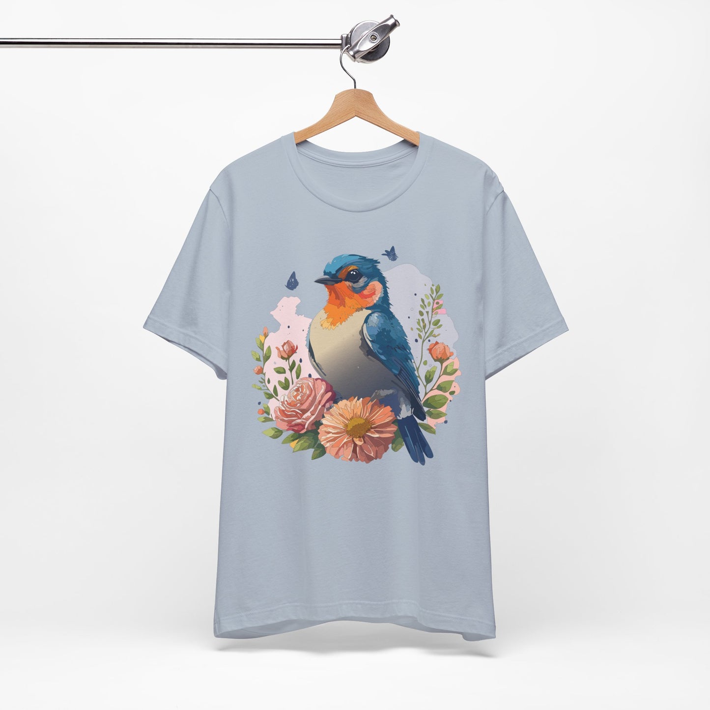 Floral Bird Tee, Animal Shirt, Bird Shirt, Floral Tee, Flower T-shirt, T-Shirt with Animal
