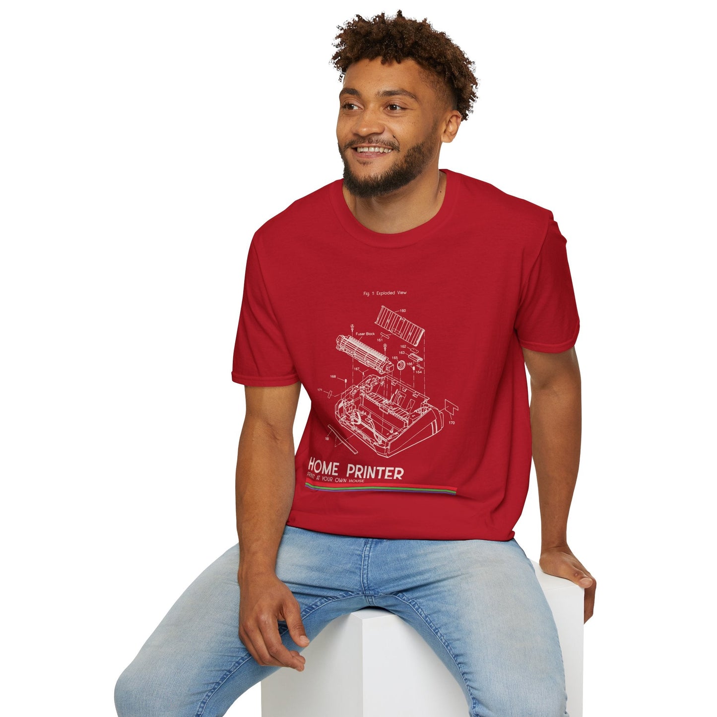 Unisex Cotton T-Shirt Vintage Home Printer Blueprint Tee Home Printer Works 4 Microdots Slogan