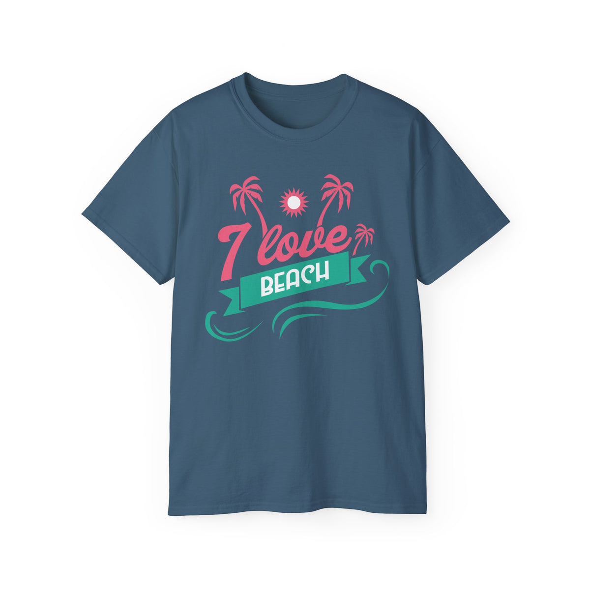 I Love Beach T-Shirt | Palm Trees Sun Waves Graphic Tee