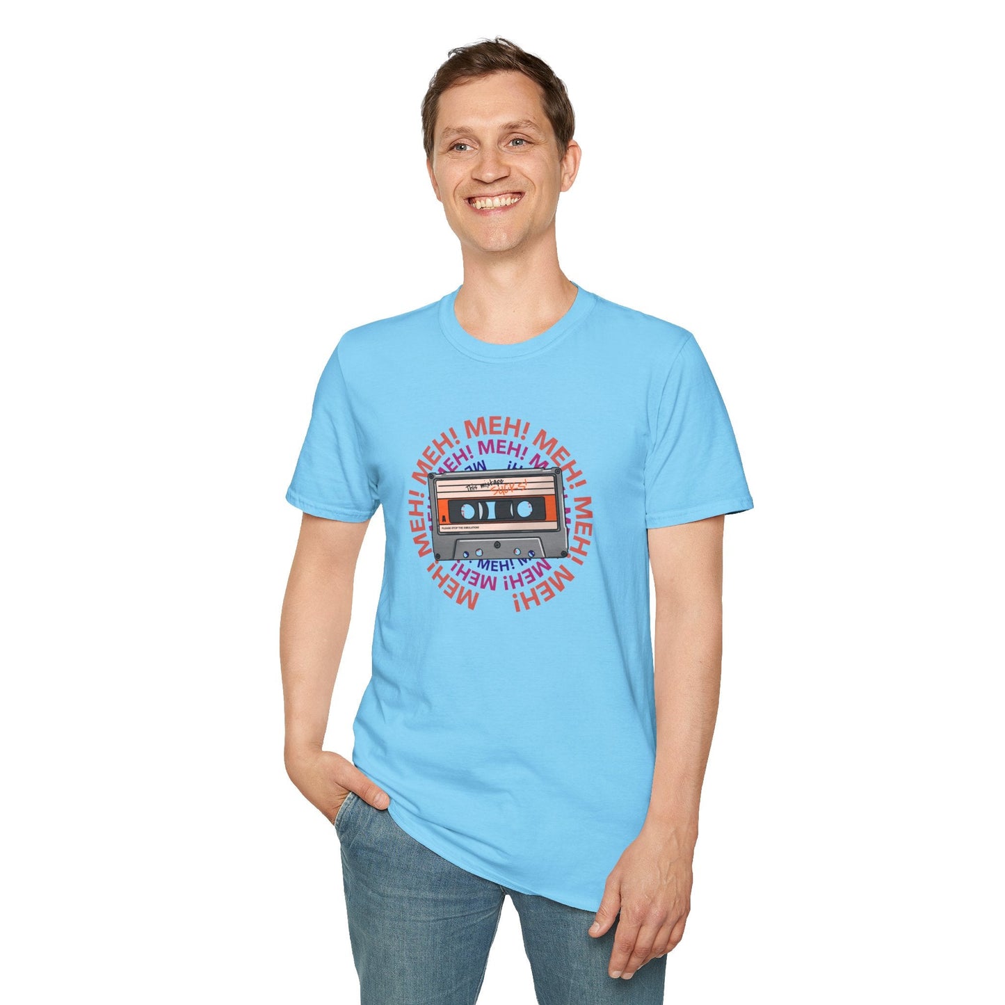 Cassette Tape Meh Graphic T-Shirt Unisex Cotton Retro Funny Music Tee