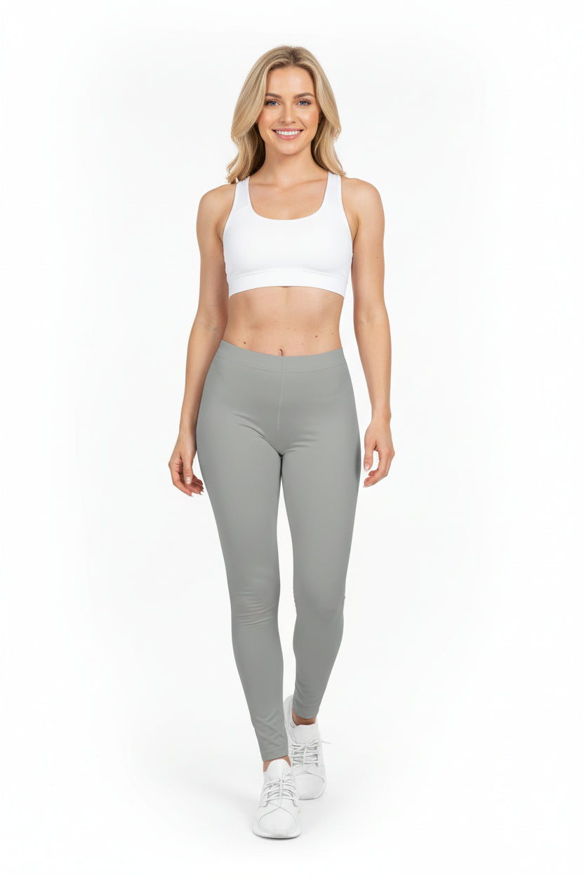 Whisper Grey Color Women's Poly-Span Casual Leggings Print Everyday Activewear Pants