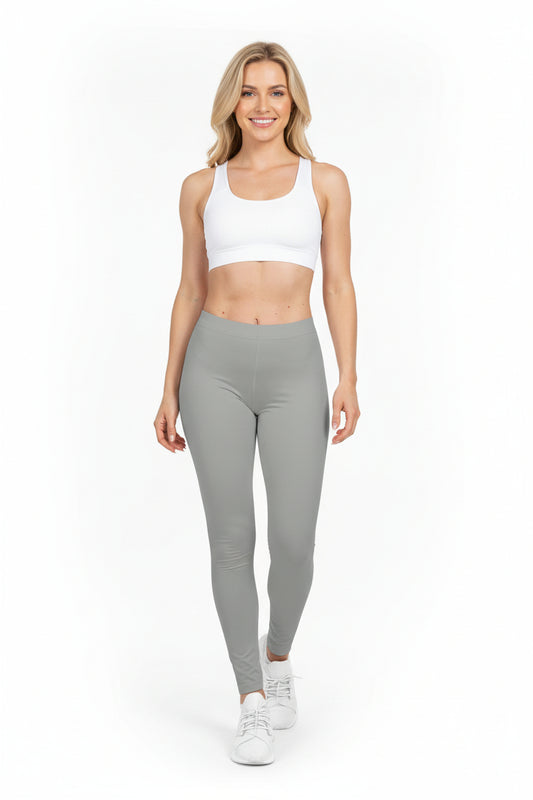 Whisper Grey Color Women's Poly-Span Casual Leggings Print Everyday Activewear Pants