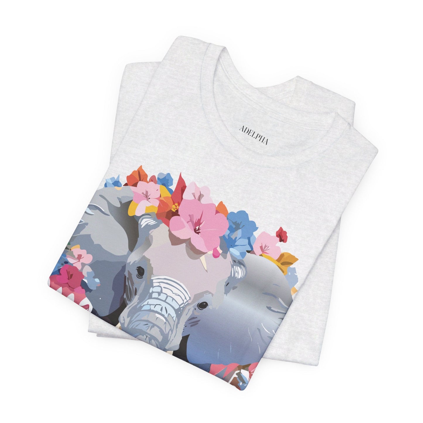 Elephant Graphic Tee Unisex Short Sleeve Jersey With Vintage Inspired Adelpha Artwork