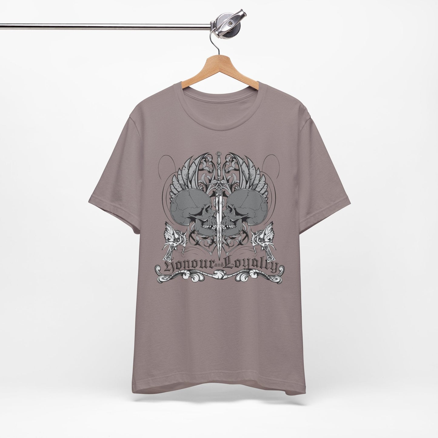Honor Loyalty crest tee Gothic heraldry skulls wings emblem Art-48