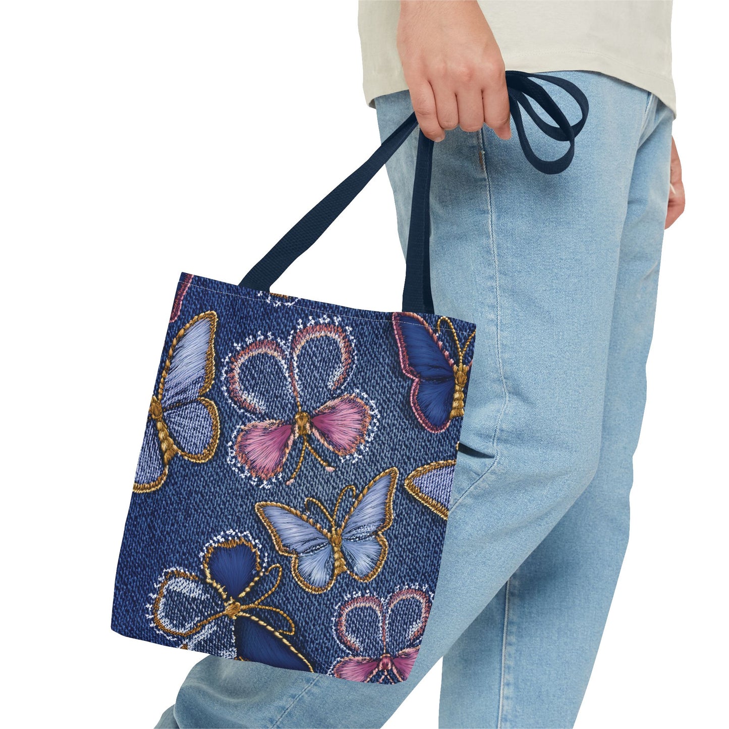 Denim Fabric Imitation Print Unisex Canvas Bag Poly Spun 3 Sizes Tote Bag 179