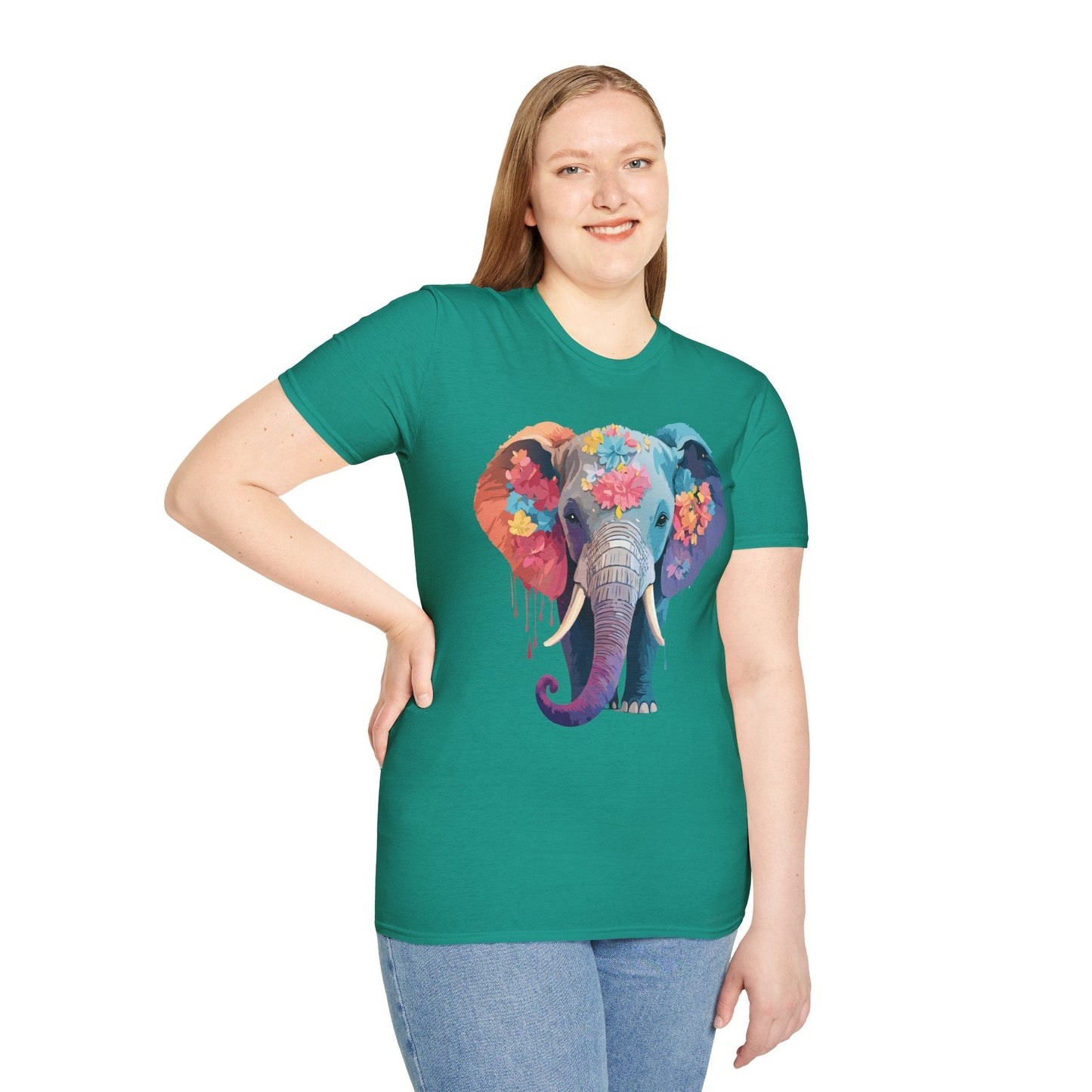 Unisex Elephant T Shirt Gildan SoftStyle 64000 100 Percent Ring Spun Cotton Tee Shirt