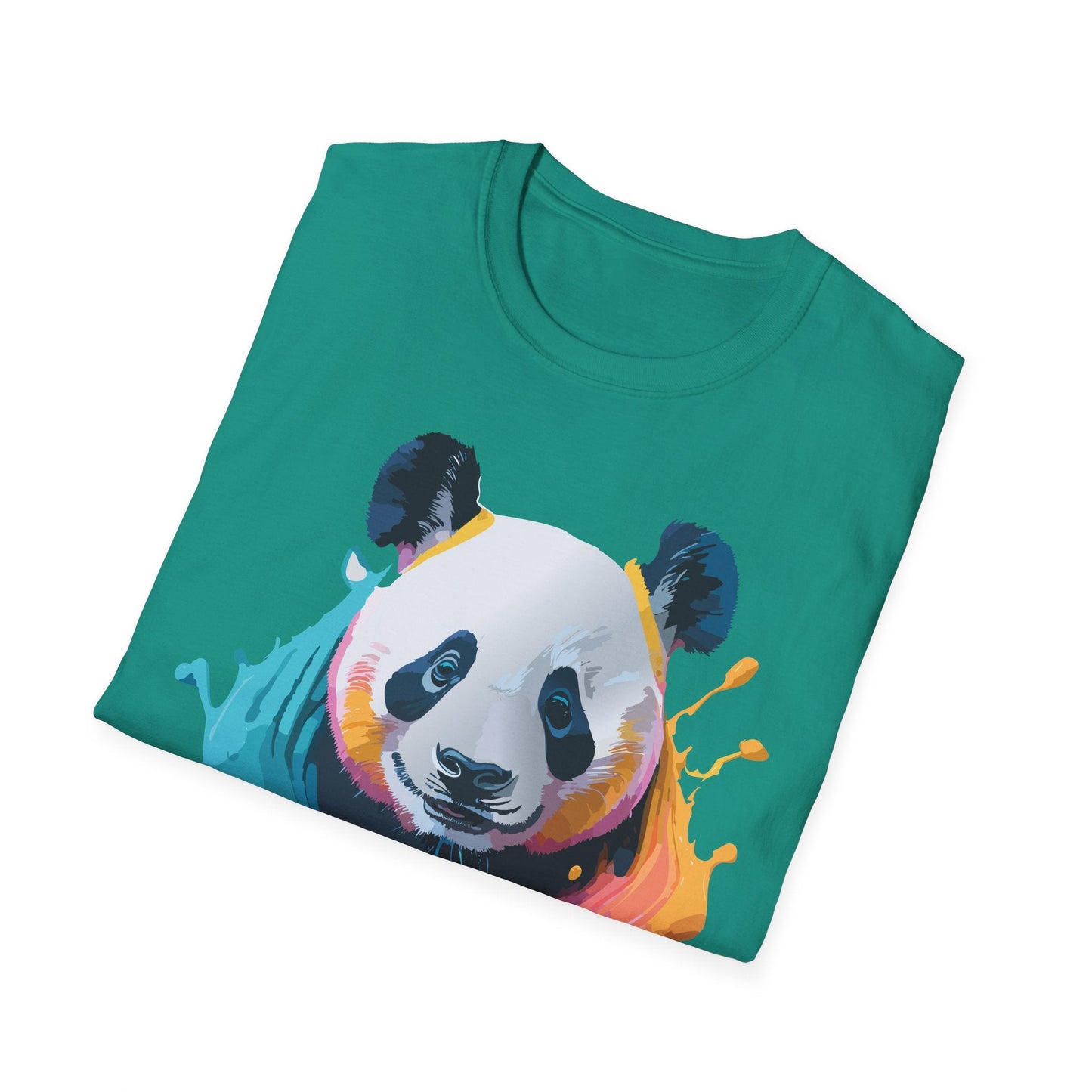 Unisex Panda Shirt T Shirt With Panda Animal Print Tee Softstyle Gildan 64000 100 Percent Ring Spun Cotton