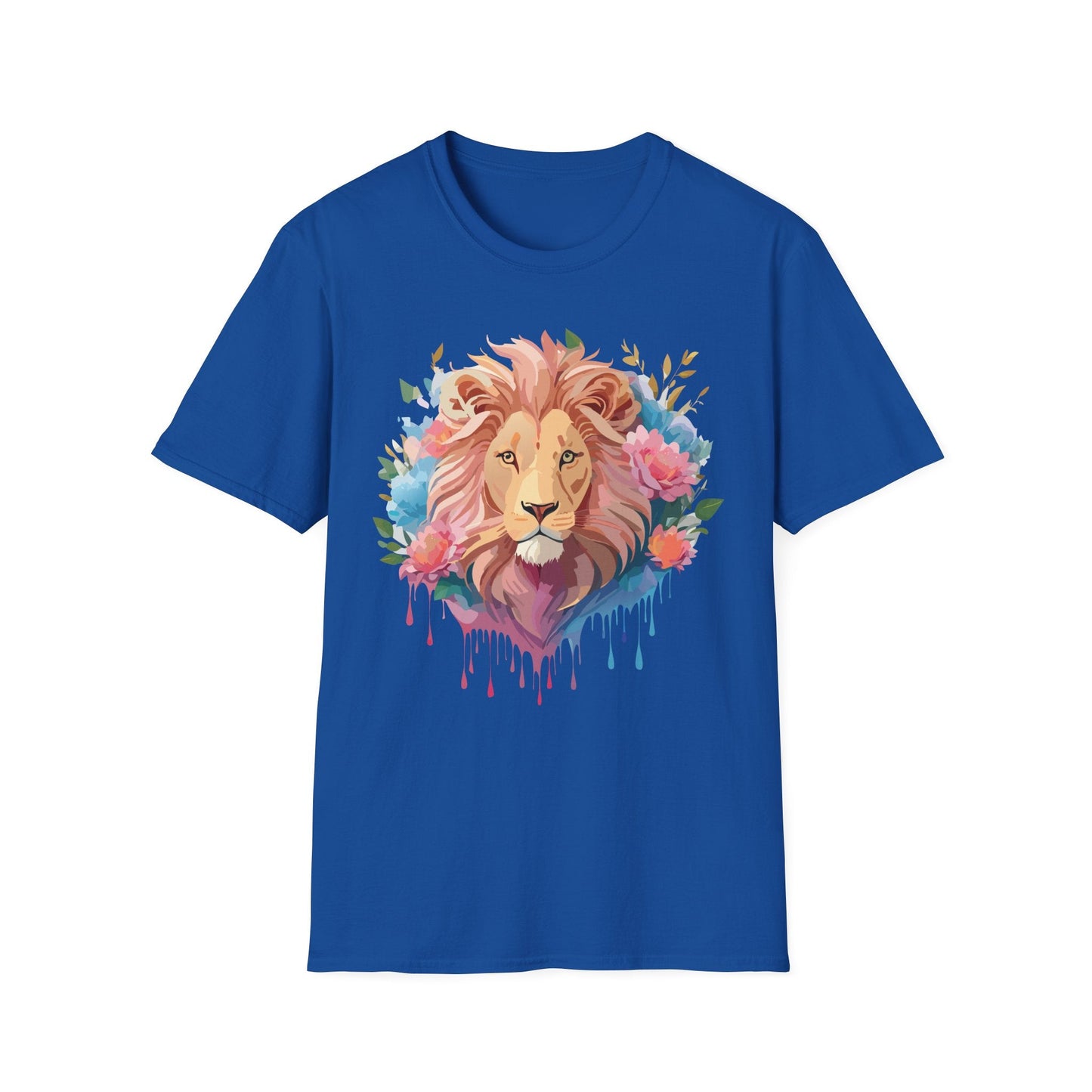 Lion Shirt Unisex Floral Lion Tee 100 Percent Cotton Softstyle Gildan 64000