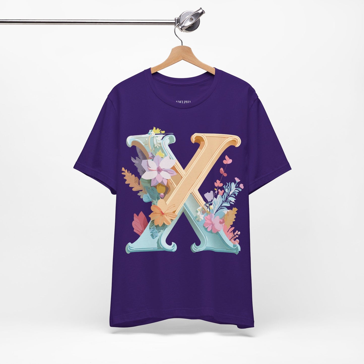 Letter X Shirt Graphic Tee Unisex Vintage Inspired Artwork By Adelpha Premium Comfort