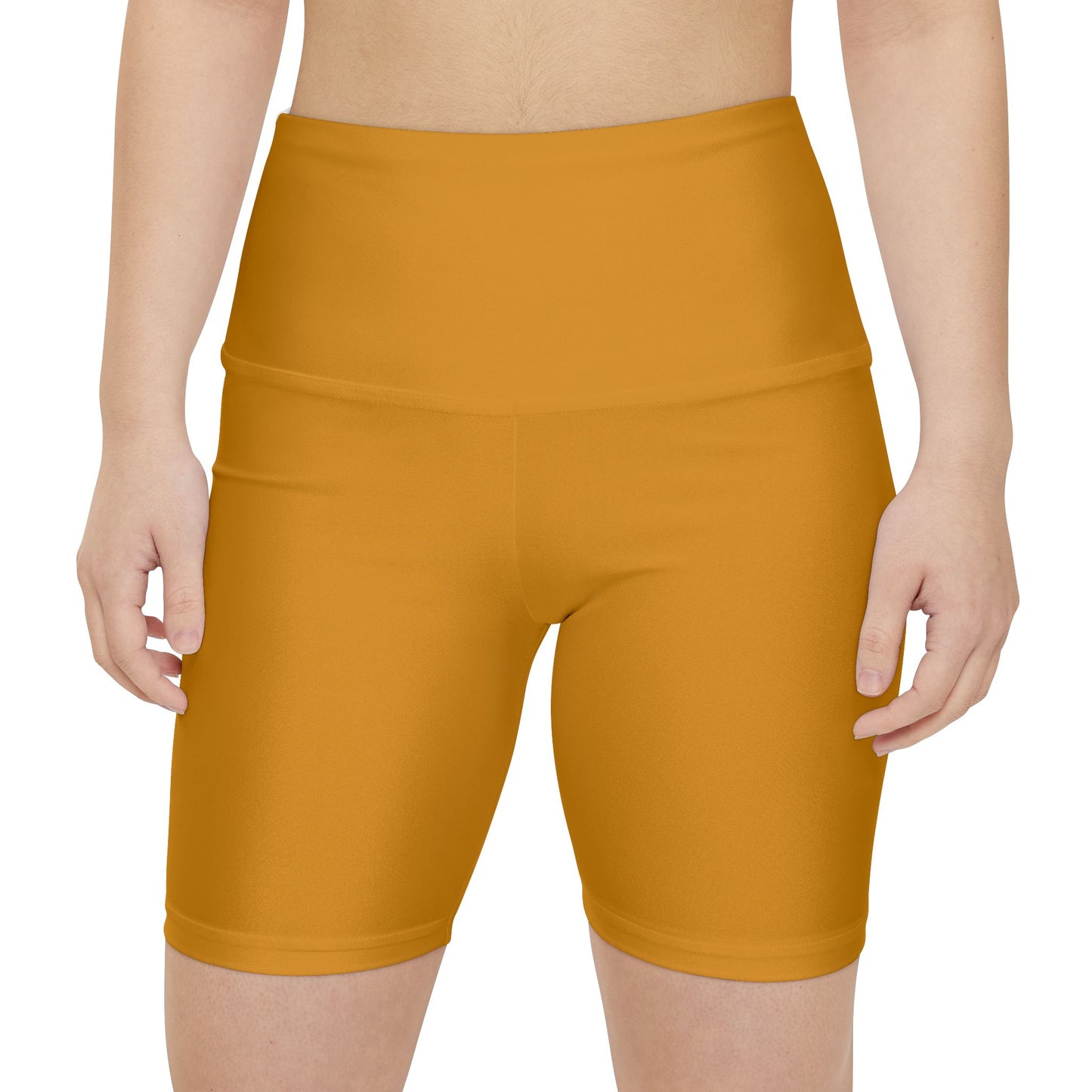 Harvest Bronze Women's High-Rise Workout Shorts — Solid Mustard Active Bike Shorts