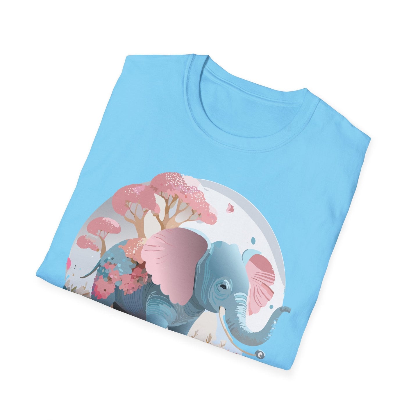 Unisex Elephant Graphic Tee Gildan Softstyle 64000 100 Percent Ring Spun Cotton Fabric