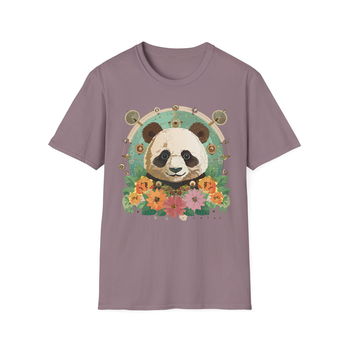 Floral Panda Portrait T-Shirt | Cute Panda Face Tee