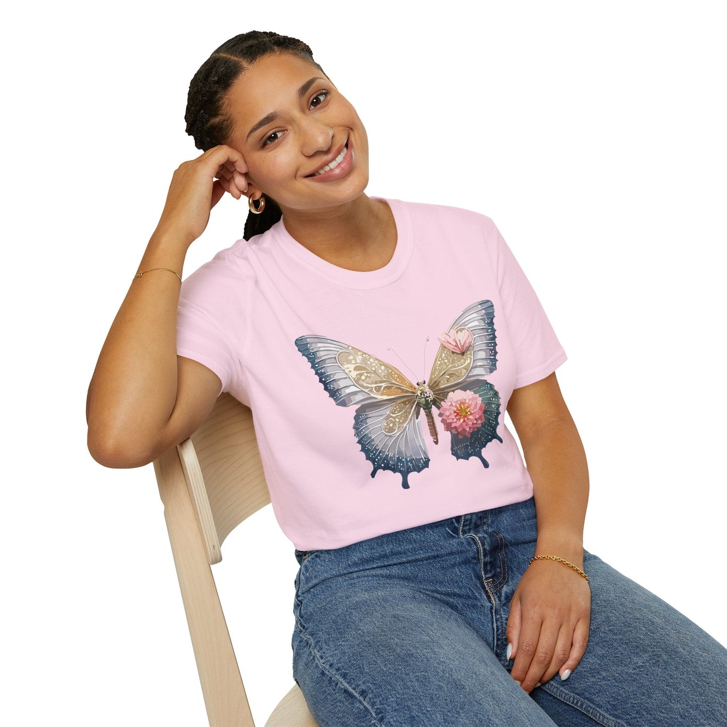 Unisex Monarch Butterfly T Shirt Softstyle Gildan 64000 100 Percent Ring Spun Cotton Tee