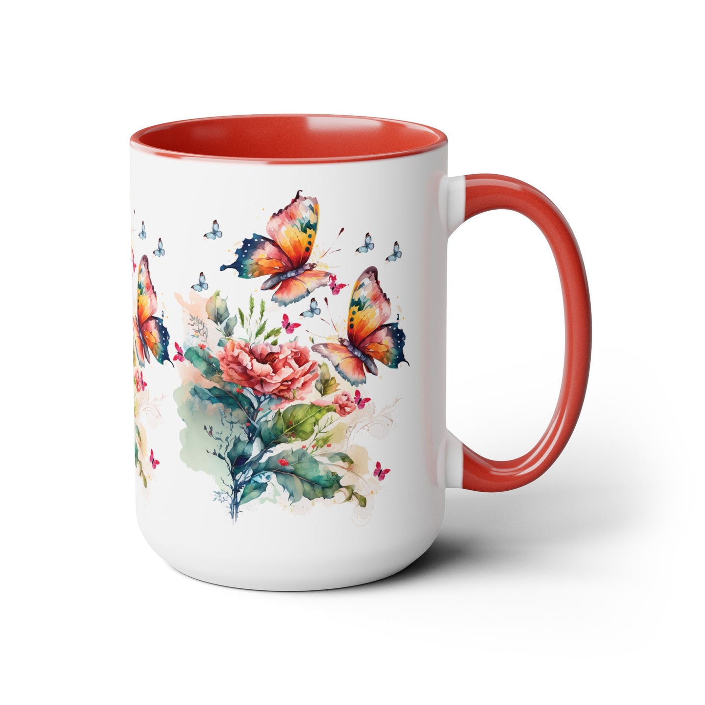 Two-Tone Coffee Mugs with butterfly