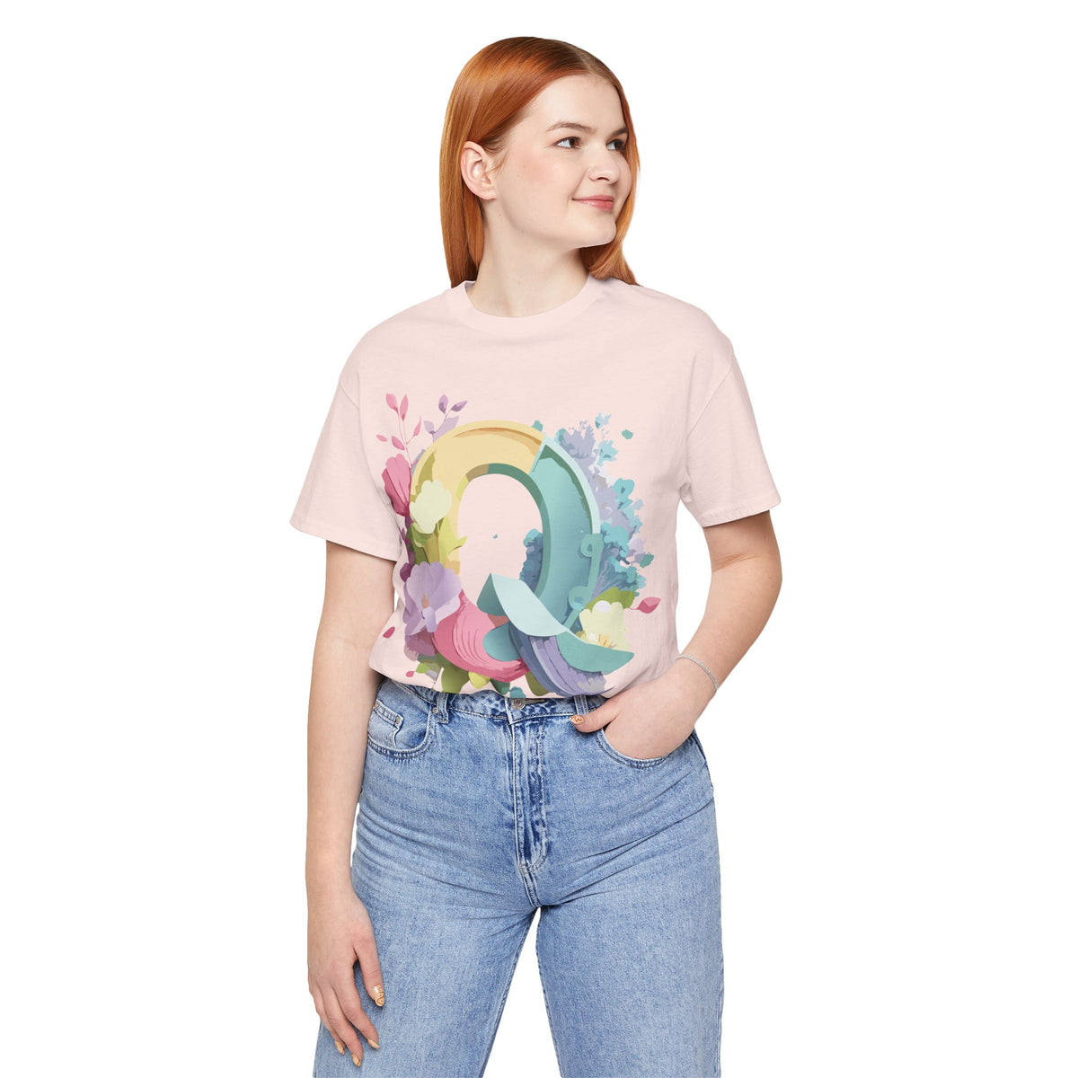 Letter Q Graphic Unisex Cotton Bella+Canvas Tee with Art Letter Design