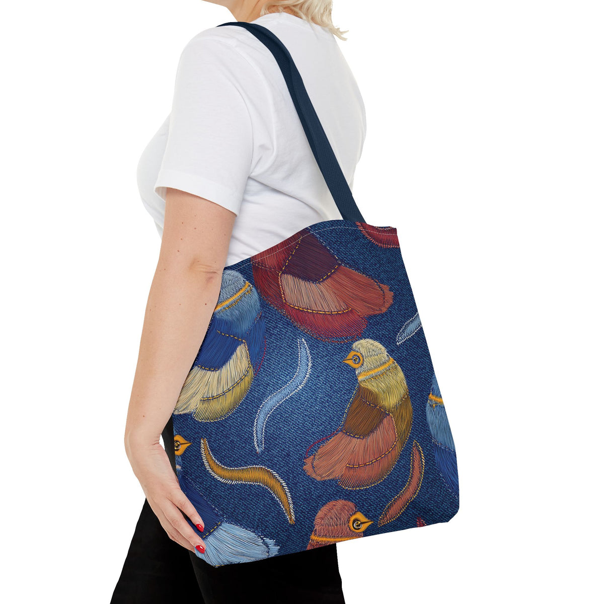 Denim Fabric Imitation Print Unisex Canvas Bag Poly Spun 3 Sizes Tote Bag 194-5