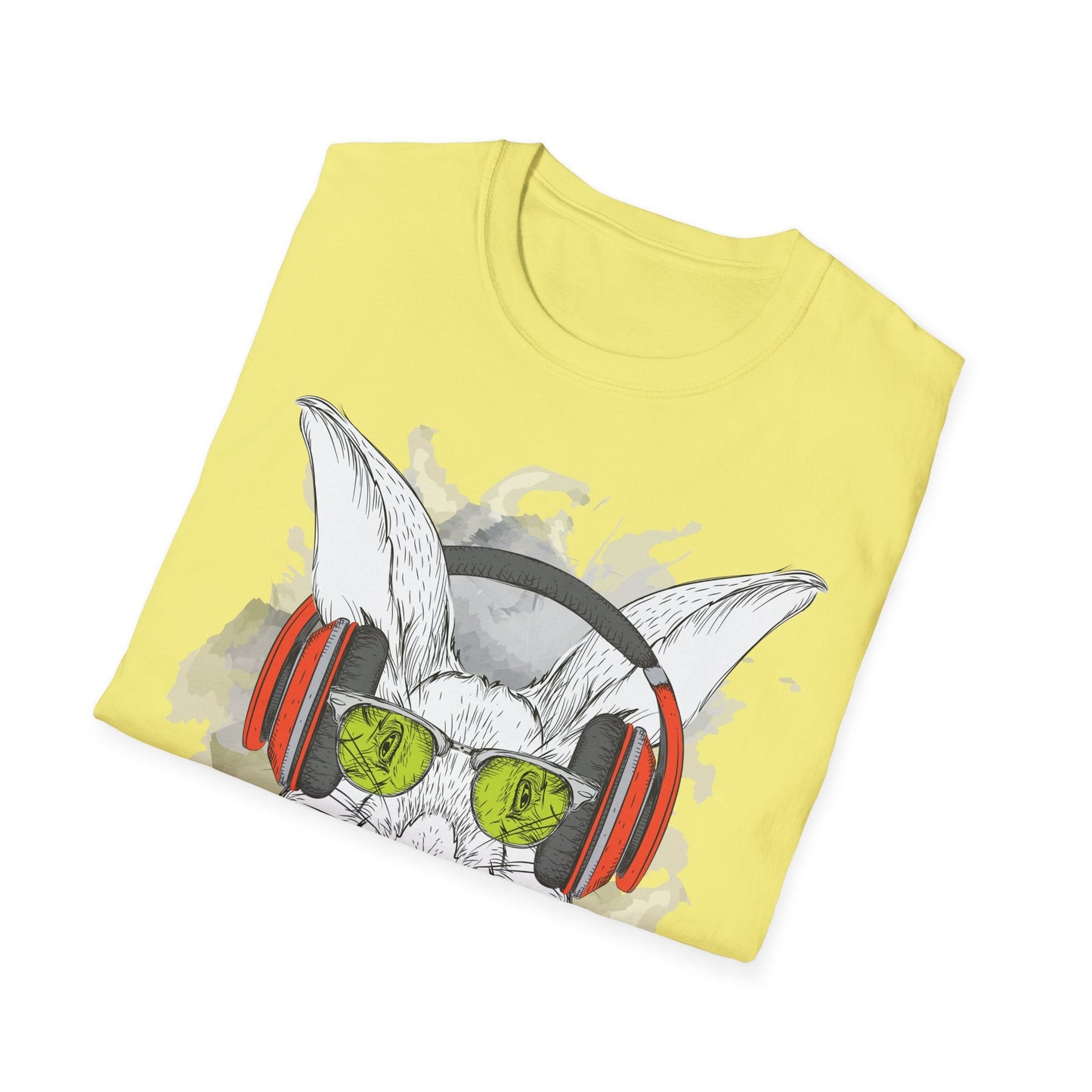 I Love Music Animals Shirt With Headphones Unisex Softstyle Tee 100 Percent Ring Spun Cotton
