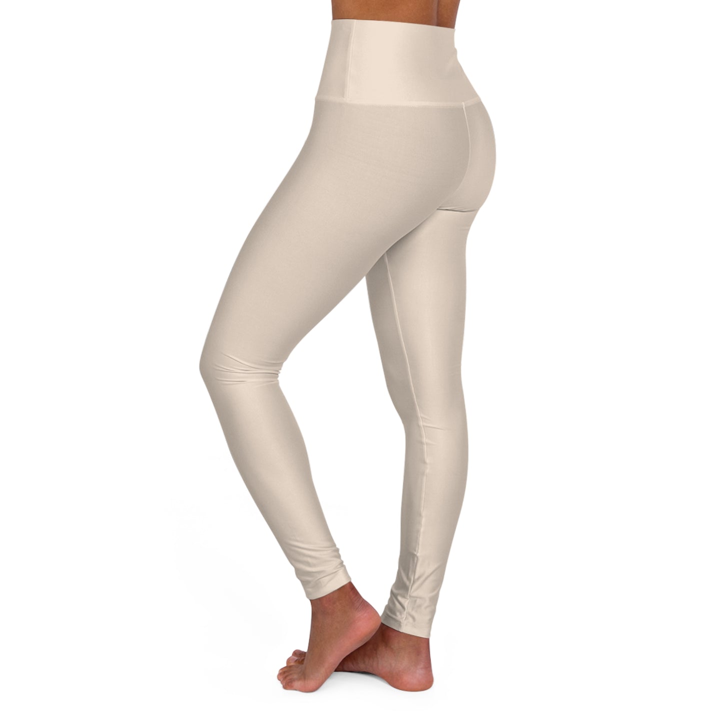 Almond Cream Color High-Waist Yoga Leggings Women's Seamless Poly-Span Stretchy Pants XS-2XL