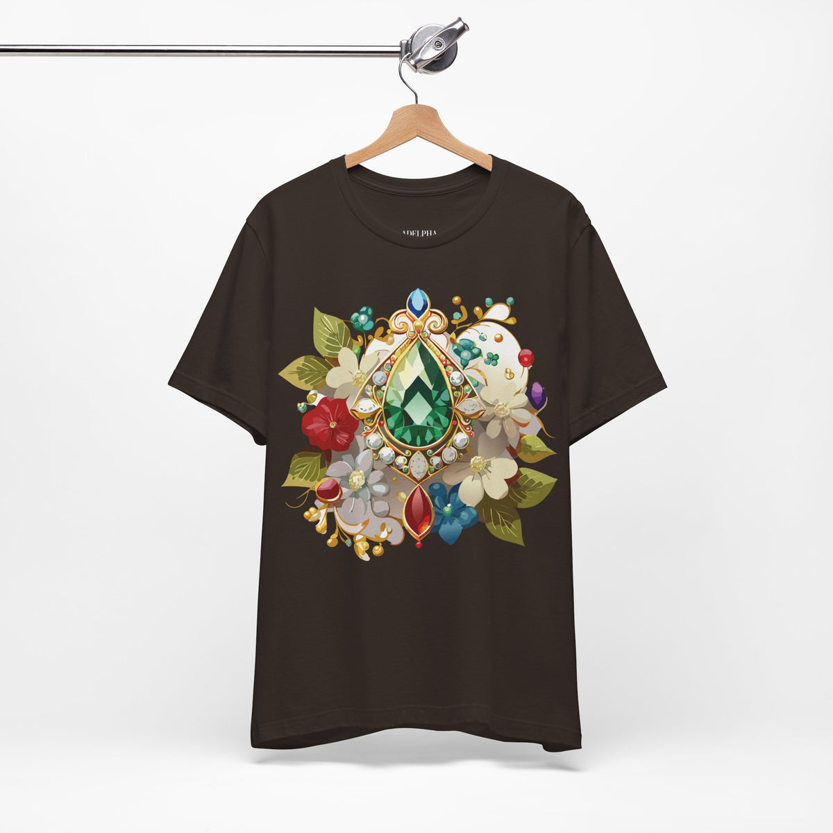 Jewelry Graphic Unisex Cotton Bella+Canvas Tee with Gemstones Art Design m45