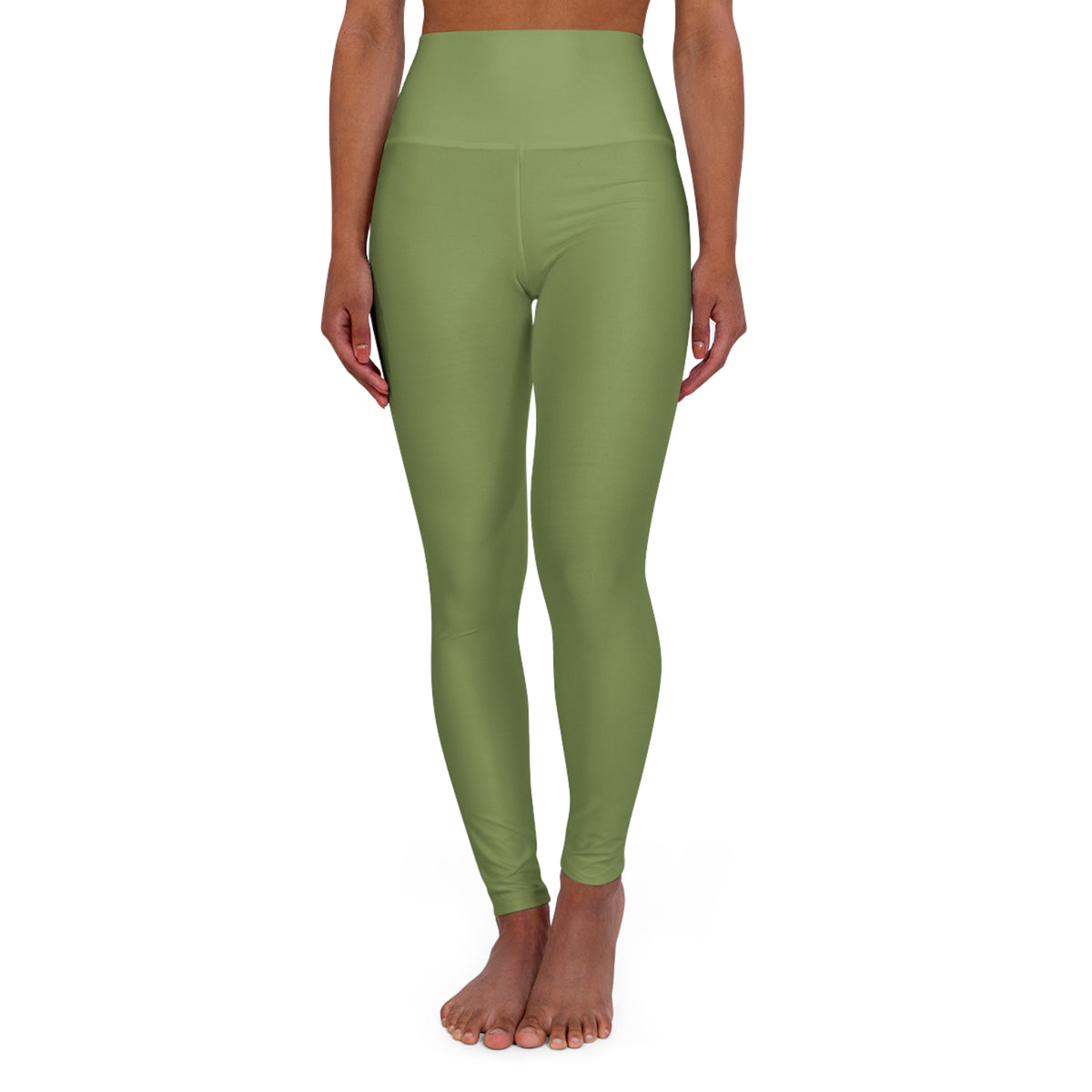Palm Green Color Yoga Leggings High-Waist Women's Seamless Poly-Span Stretchy Pants XS-2XL