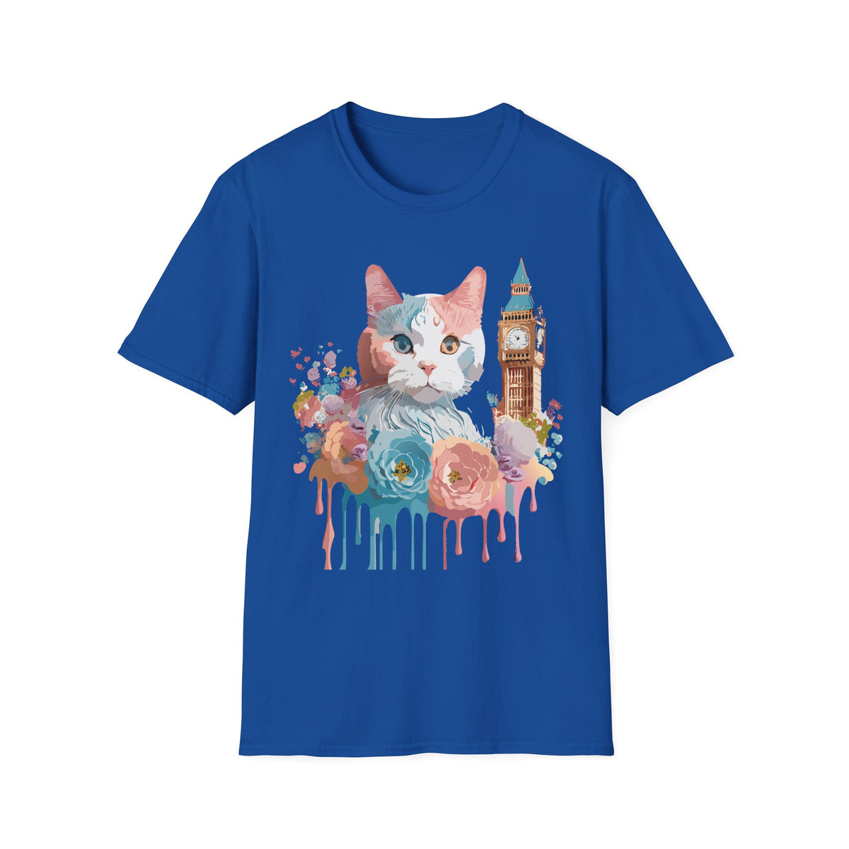 Watercolor Cat with Big Ben T-Shirt | London cat illustration, floral accents
