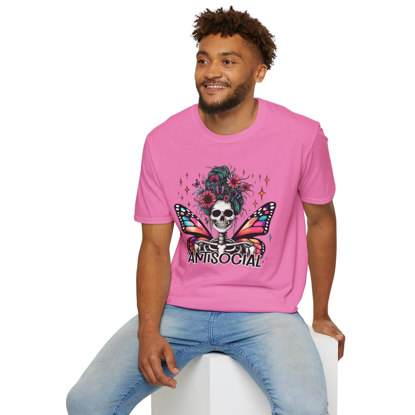 Unisex Skull Graphic Tee Shirt Short Sleeve Skeleton Gildan Softstyle 64000 100 Ring Spun Cotton