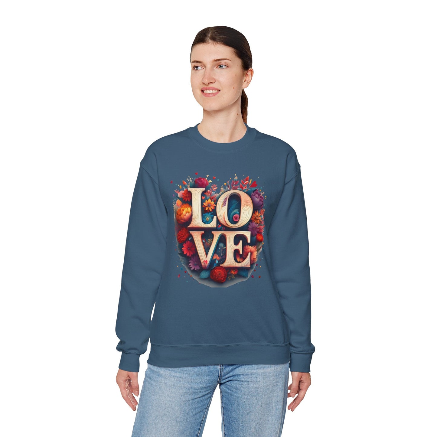 Floral Love Sweatshirt Unisex Valentines Day Gift Love Flower Crewneck Sweatshirt