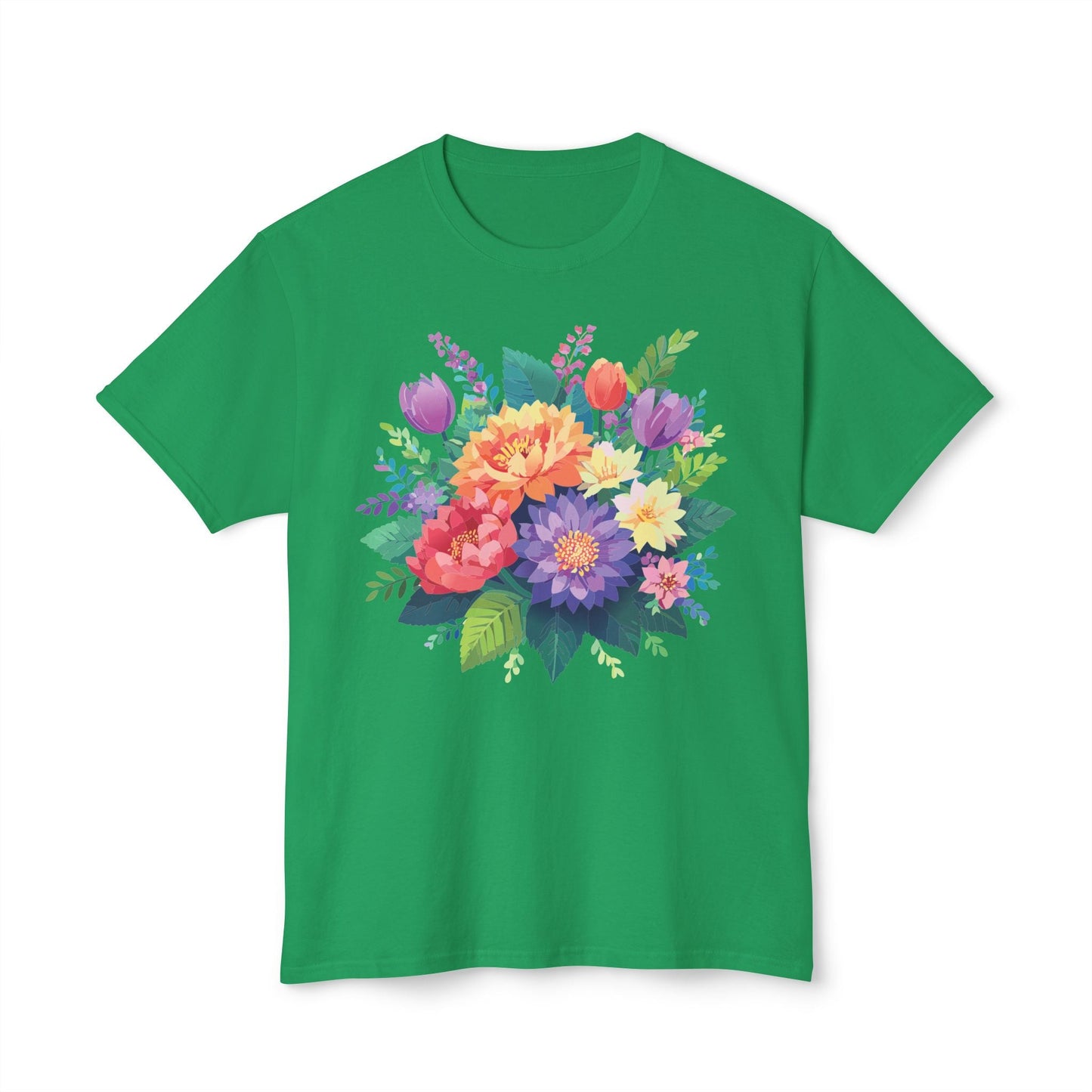 Unisex HD Cotton Art Print T Shirt Floral Design Tee Vintage Flowers Tee Shirt Made in USA
