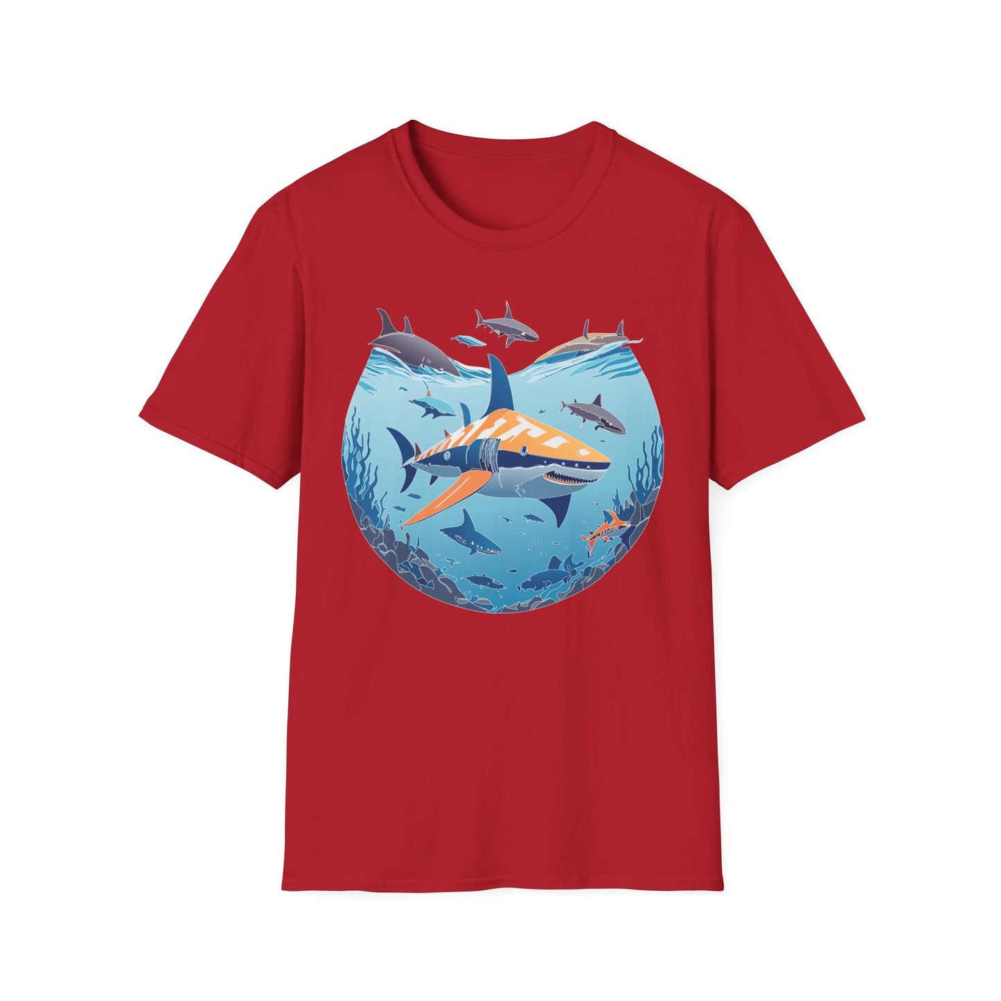 Ocean Tee Shirt Unisex Softstyle Gildan 64000 100 Percent Ring Spun Cotton Breathable U Boat Design