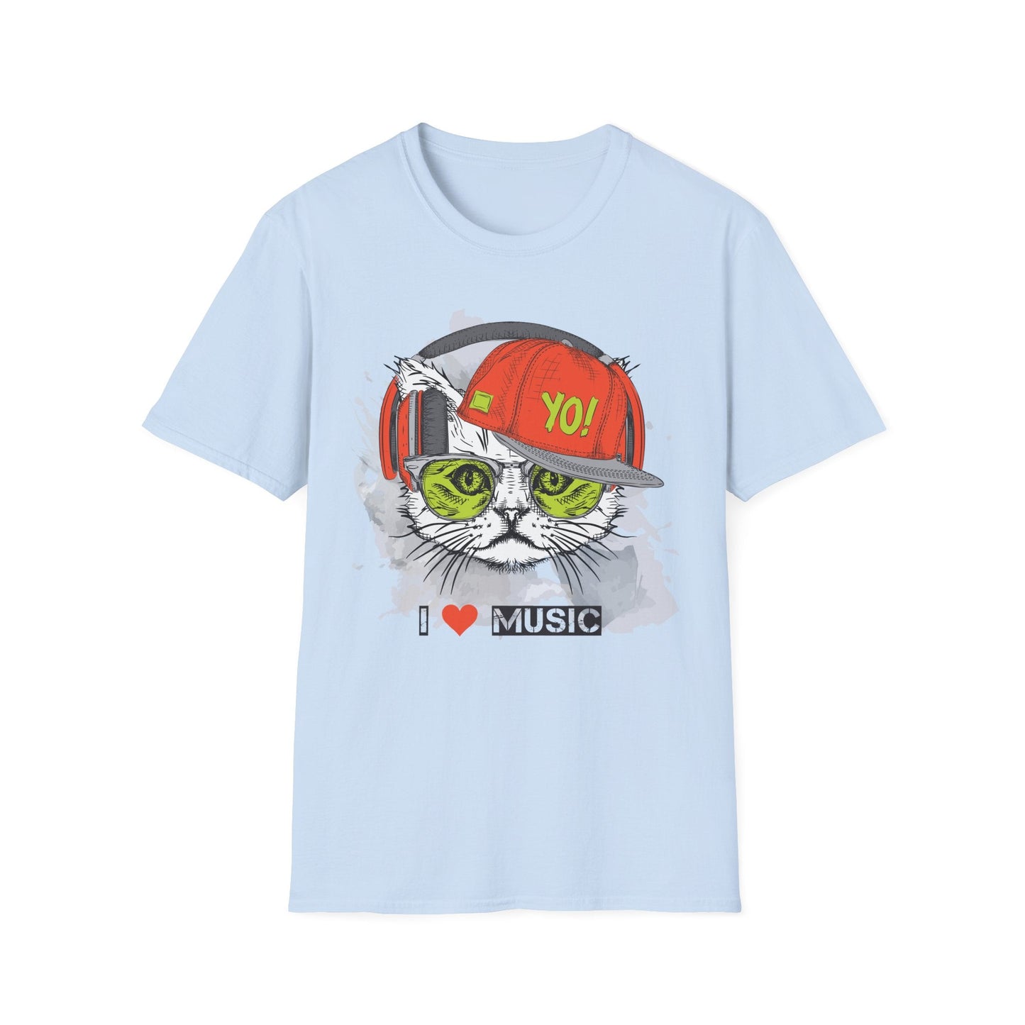 I Love Music Animals Shirt With Headphones Unisex Softstyle Tee Gildan 64000 Cotton Comfort