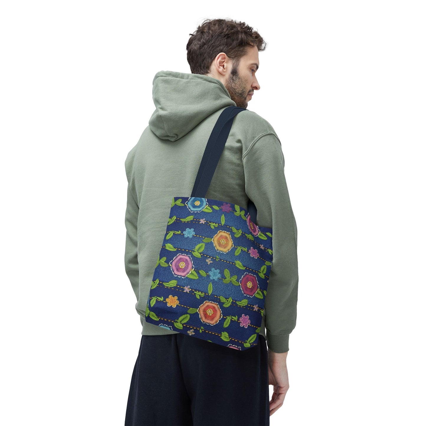 Denim Fabric Imitation Print Unisex Canvas Bag Poly Spun 3 Sizes Tote Bag 134