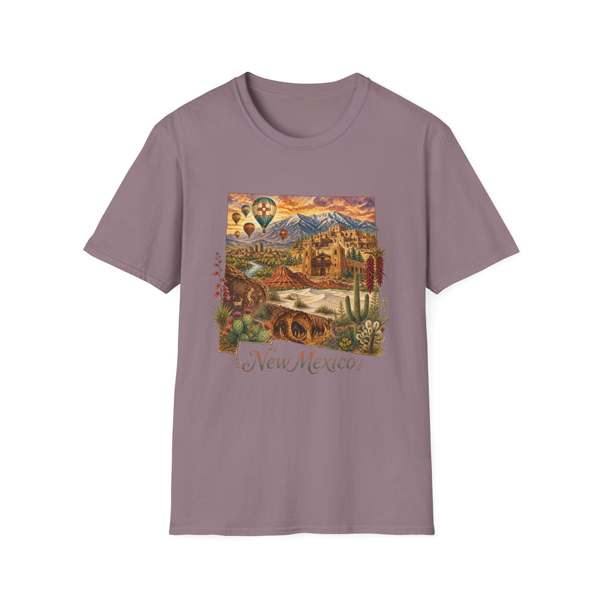 New Mexico State Travel Tourist Graphic Design Unisex 100 Cotton Gildan T-Shirt