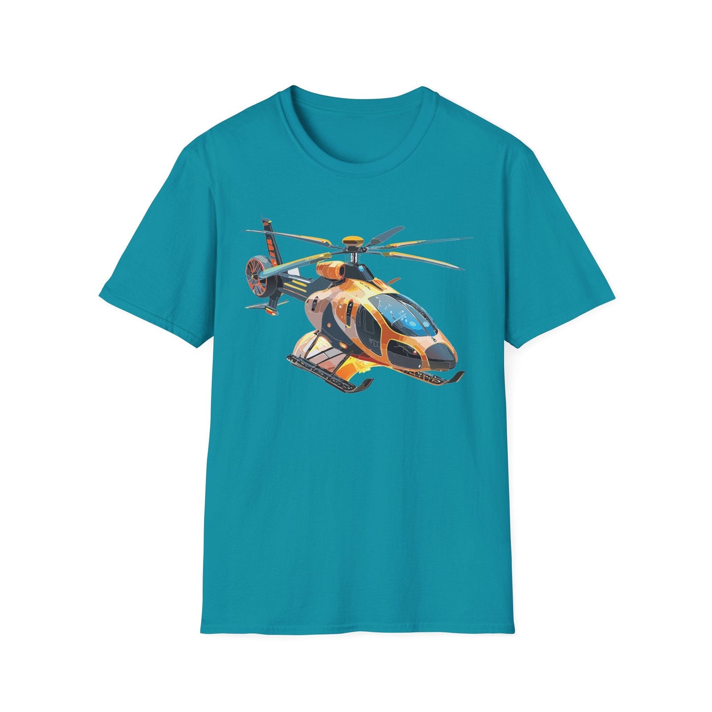Unisex Helicopter Chopper T Shirt Softstyle 64000 Gildan Durable Lightweight Tee Design