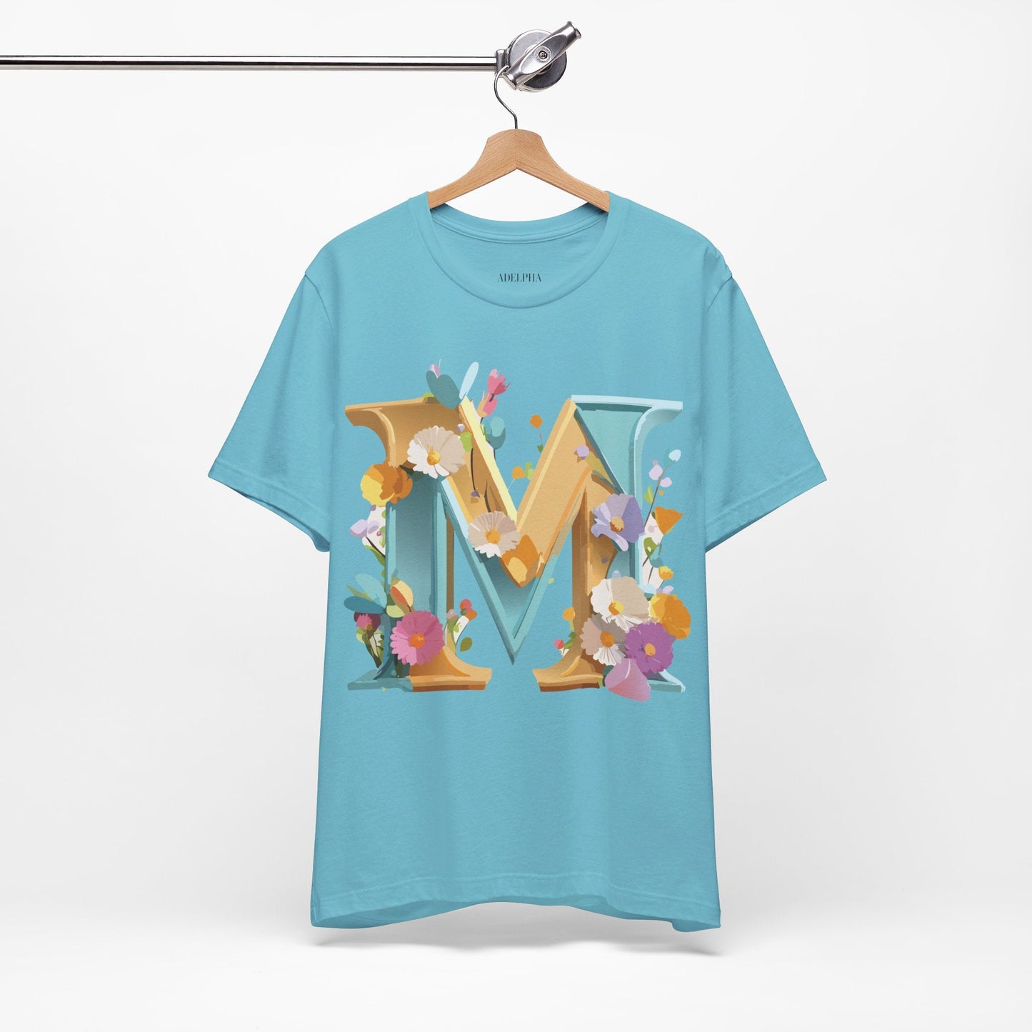 Letter M Shirt Unisex Graphic Tee Vintage Inspired Artwork Adelpha Jersey Short Sleeve