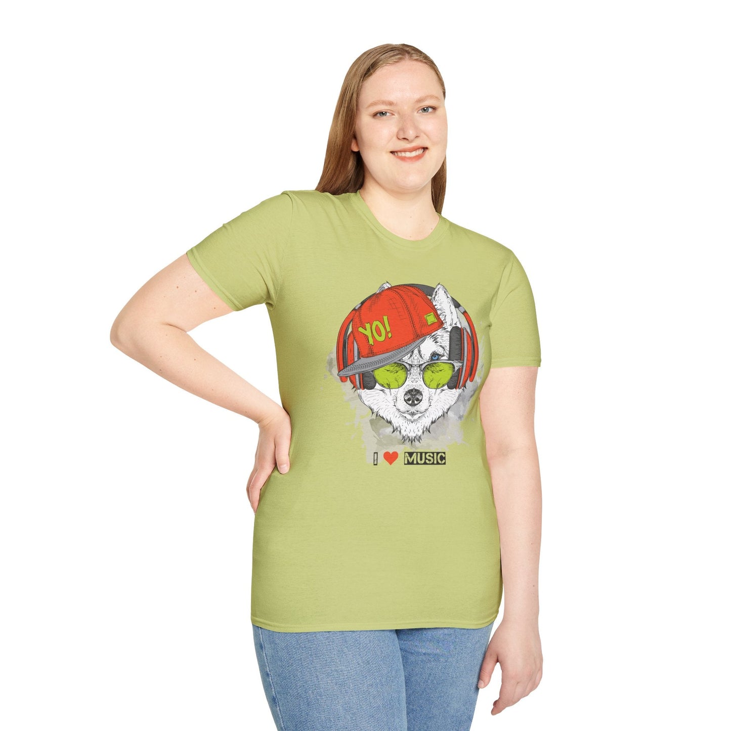 Unisex Music Animals Short Sleeve T Shirt With Headphones For Music Lovers Gildan 64000
