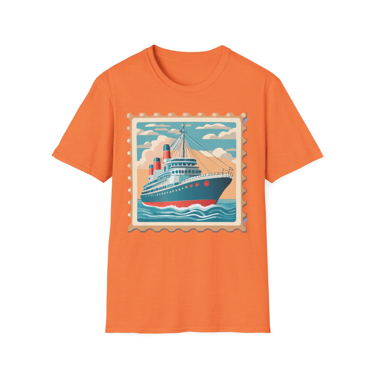Vintage Ocean Liner Stamp T-Shirt | Retro Cruise Ship Tee