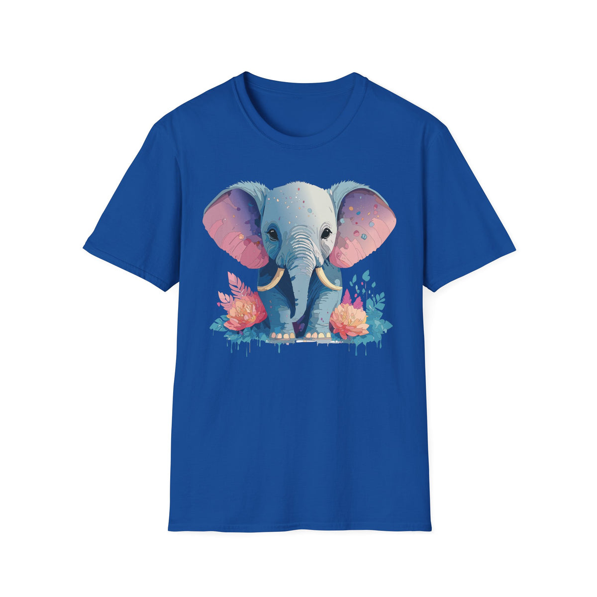 Colorful Baby Elephant Illustration T-Shirt | Cute Watercolor Animal Tee