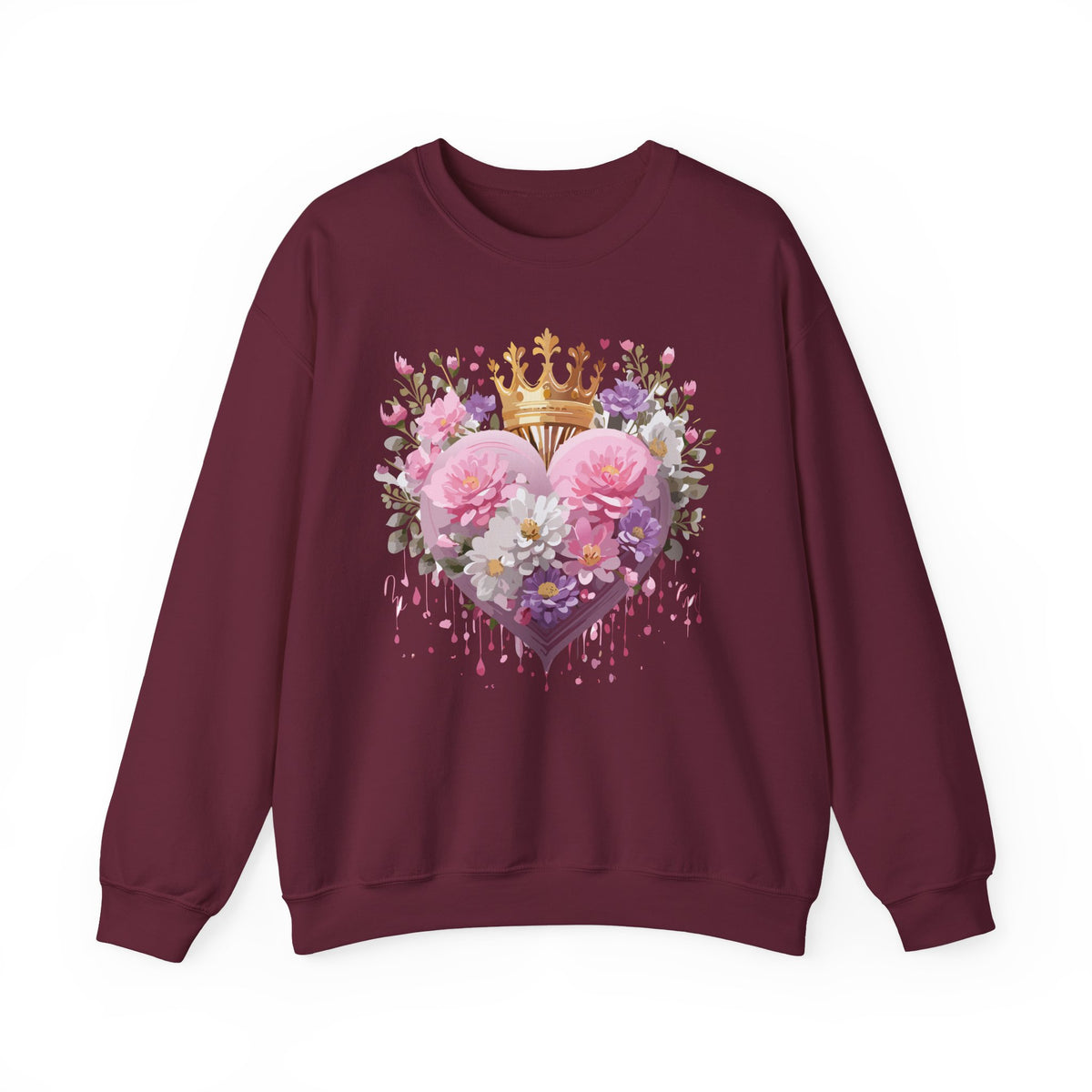 Floral Heart Love Graphic Valentine's Day Sweatshirt Unisex 50/50 Cotton-Poly Sweatshirt w20