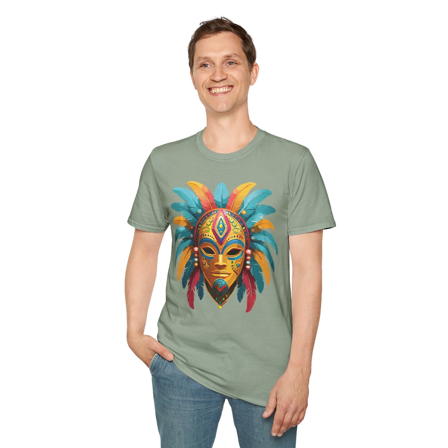 Unisex Mask Tee Shirt Masquerade Design Softstyle Gildan 64000 Comfortable Cotton Tee
