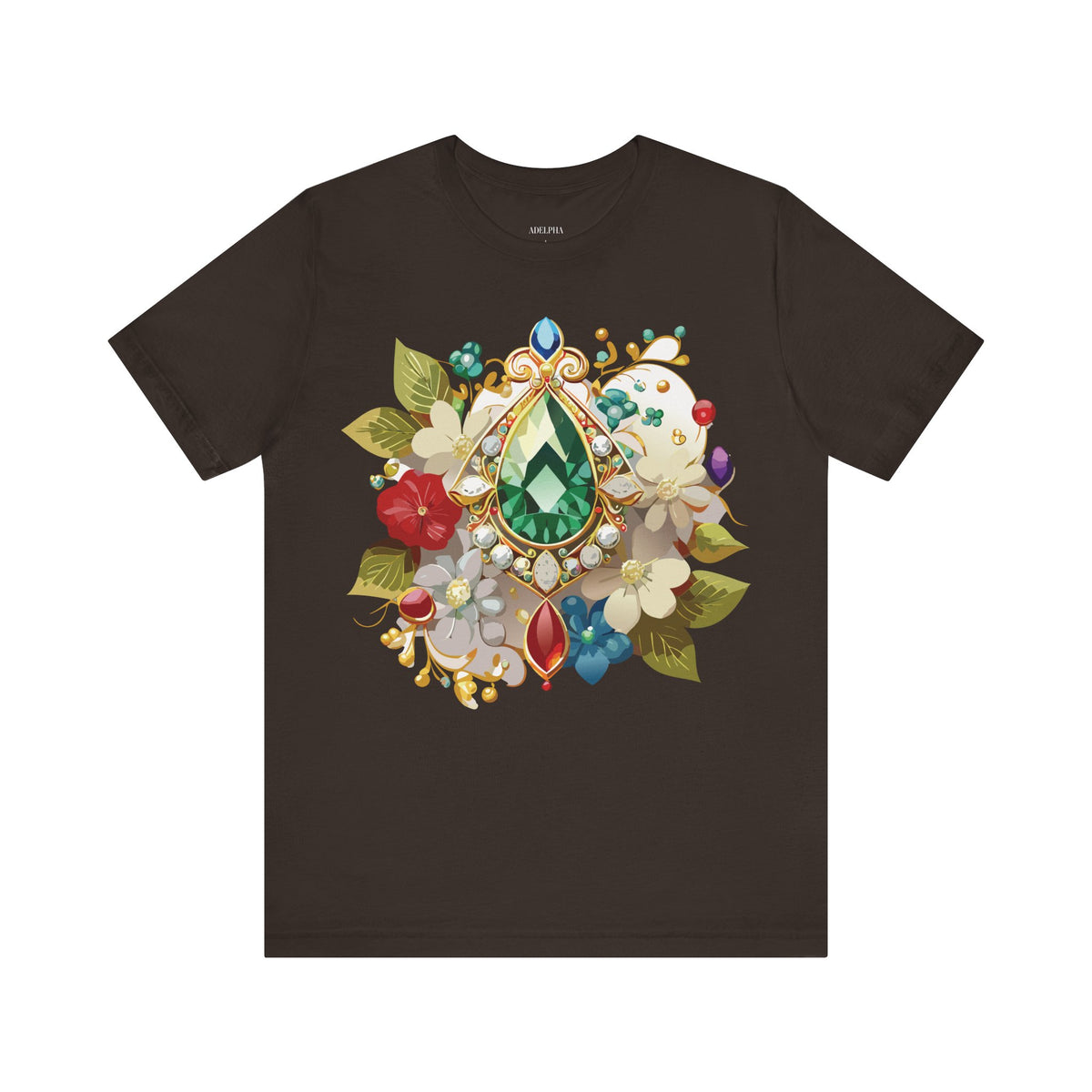 Jewelry Graphic Unisex Cotton Bella+Canvas Tee with Gemstones Art Design m45