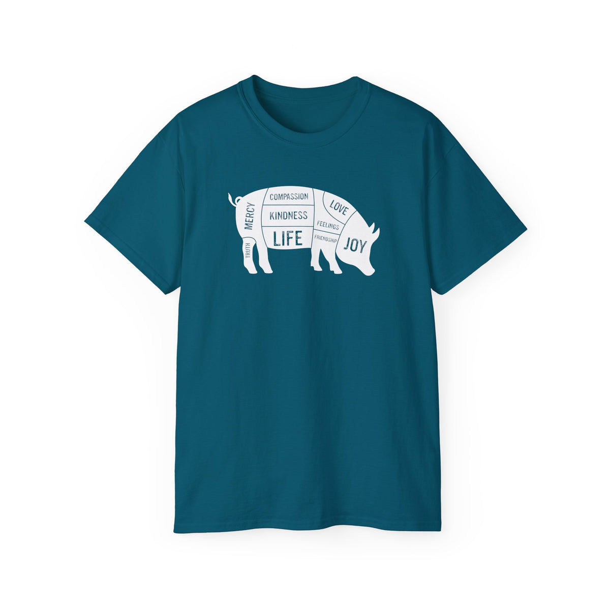 Pig Diagram Typography Tee | Love, Joy, Kindness, Life
