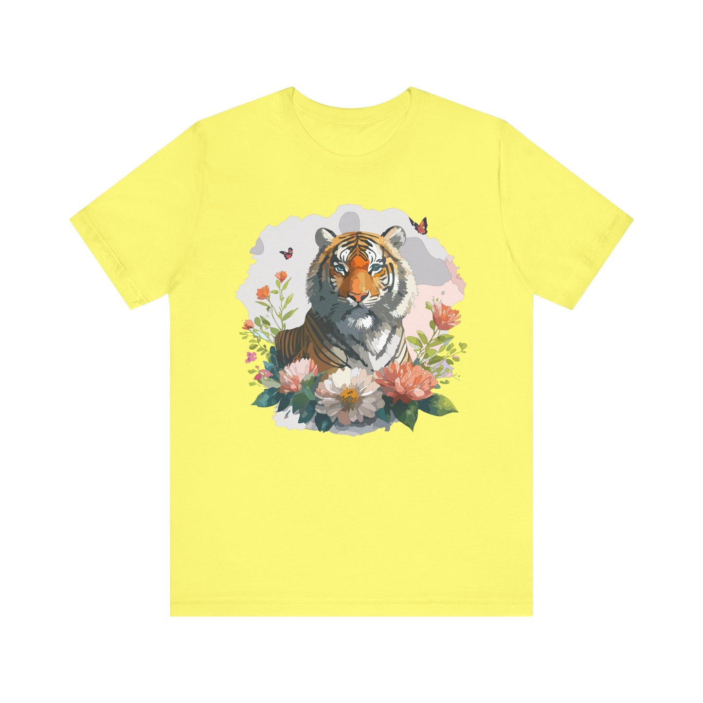 Floral Tiger Graphic Tee, Animal Shirt, Tiger Shirt, Flower Top, T-Shirt with Animal, Art Design