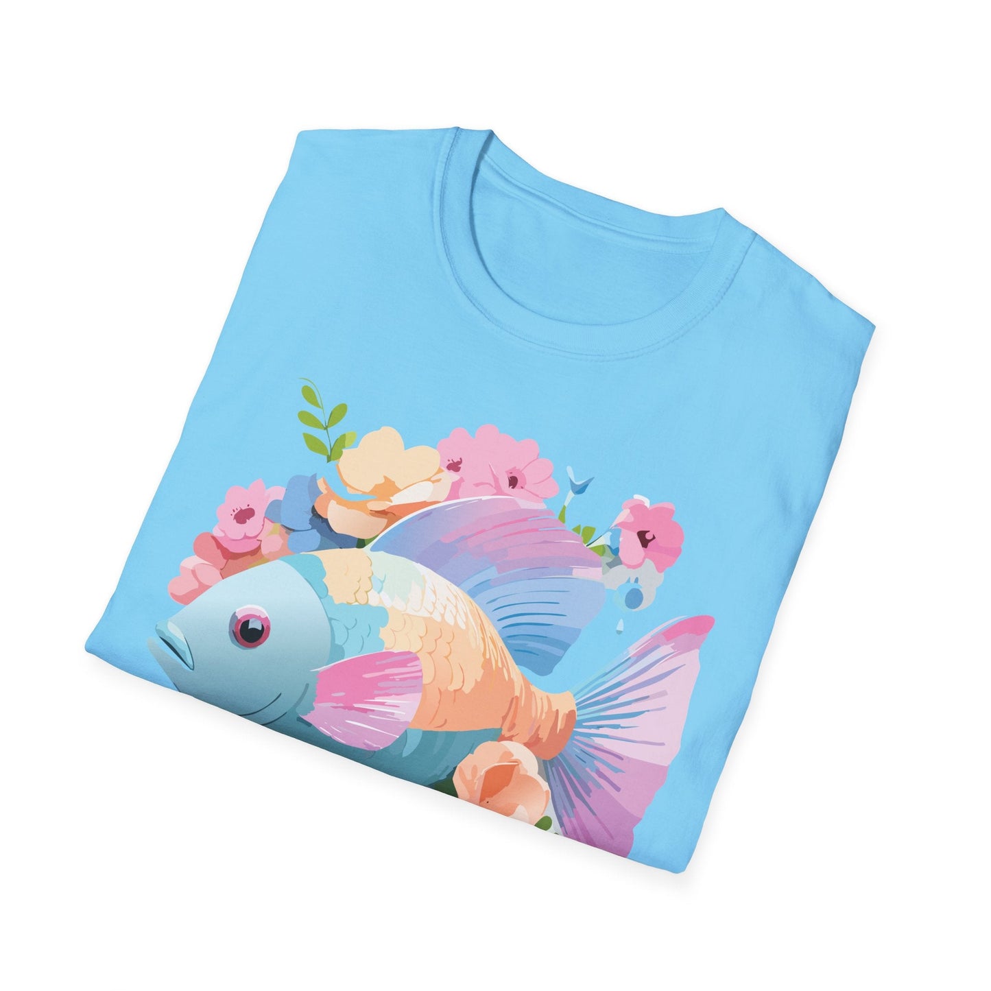Fish Art Design Graphic Tee Unisex Short Sleeve T Shirt With Fish Artwork Premium Cotton