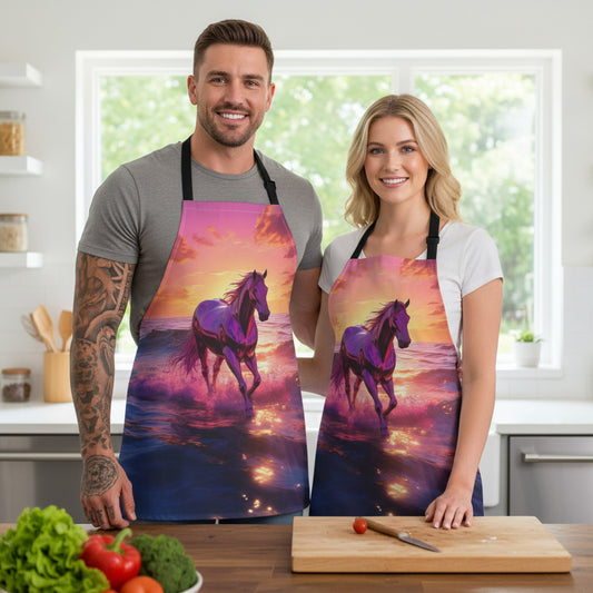 Horse 100% Polyester Stain-resistant 31.5 x 25.6  Art Print Canvas Apron 3